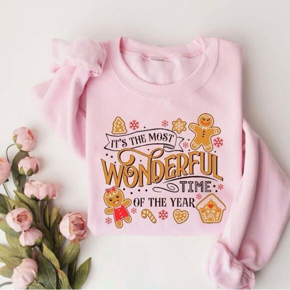 Christmas Graphic 'Most Wonderful Time' Vintage Inspired Cozy Holiday Sweatshirt - Picture 1 of 6